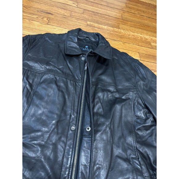 Kenneth Cole Reaction Mens Soft Leather Jacket Size Large Black Full Zip Lined - Picture 4 of 9